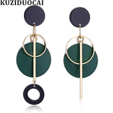 Kuziduocai brincos de pendurar madeira, joias novas moda punk dangle arredondado vazado círculo declaração brincos para mulheres brincos de mulher pingente 2024 - compre barato