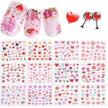 12 Design Valentine Nail Sticker Water Transfer Decal Watermark Slider Rose Lipstick Balloon Nail Art Tattoo Tip LABN745-756-1 2024 - buy cheap