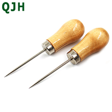 QJH DIY Sewing Supplies Canvas Leather Sewing Shoes Wood Handle Tool Awl Hand Stitching Taper Leathercraft Needle Tool 2024 - buy cheap