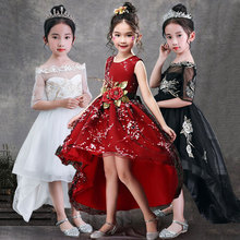 Vestido de princesa infantil sem mangas para meninas, vestido florido artesanal para casamento e festas 3 a 14 anos 2024 - compre barato