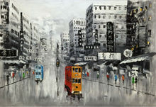 Hand Painted  Knife Oil Painting on Canvas Abstract Hong Kong Trams Street Canvas Painting Wall Art  Picture for Home Decoration 2024 - buy cheap
