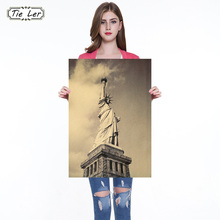 Vintage la estatua de la libertad, Papel Kraft para pared Bar, cartel de pintura Retro, 50,5x35cm 2024 - compra barato