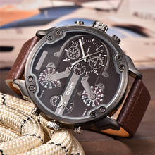 Oulm Design Origin Brand Large Big Dial Unique Men Watches Male Quartz Wristwatch Two Time Zone Luxury Brand Big Men's Watch 2024 - buy cheap