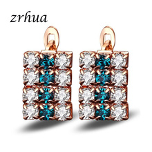 ZRHUA-pendientes de aro de cristal blanco/verde para mujer, aretes cuadrados grandes de alta calidad, joyería de moda, regalos elegantes 2024 - compra barato