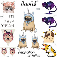 Baofuli Unicorn Puppy Dog Cartoon Temporary Tattoo Waterproof Geometric Art Tatto Flash Fake Tattoo Triangle Wolf Children Body 2024 - buy cheap
