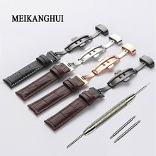 Pulseira de couro para relógio, pulseira de couro para tissot seiko, 18mm 19mm 20mm 21mm 22mm 24mm 2024 - compre barato