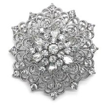 1.75" Vintage Style Rhodium Silver Clear Rhinestone Vintage Swirl Adorn Bridal Brooch 2024 - buy cheap