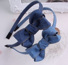 2016 New 10pcs/lot Designs Korea Elegant Denim Fabric Jeans Big Bowknot Headband Hairband Women Hair Accessories 2024 - buy cheap