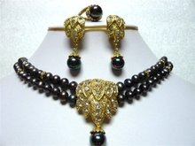 Hot Fashion women designer cheap Jewellery set Beautiful black pearl necklace earring ring set 2024 - купить недорого