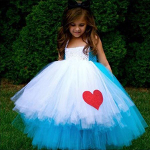 Alice in Wonderland princess evening dress girls blue white handmade crochet TuTu dress 2016 summer designer handmade Customize 2024 - buy cheap