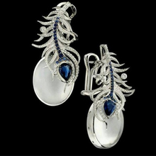 CiNily Vintage Blue Stone Cat's Eye Stone Silver Plated Womens Jewelry Gems Earrings Lavish Fully-Jewelled Female Gifts 2024 - buy cheap