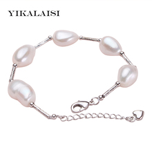 YIKALAISI-100% de Pulsera de Perlas Naturales de 10-11mm para mujer, joyería de plata de ley 925, para mujer 2024 - compra barato
