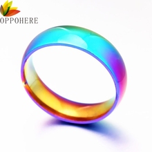 Men Women Rainbow Colorful Ring Titanium Steel Wedding Band Ring Width 6mm Size 7-10 Gift Party Supply Gay Lesbian Pride Unisex 2024 - buy cheap