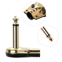 200PCS Oxygen-Free Copper Gold Plated 1/4" 6.35mm Mono Jack Right Angle Plug Flat Male Guitar Effect Pedal Connector Wholesale 2024 - buy cheap