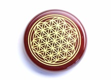 Natural Tumbled Chakra Carnelian Engraved Crystal Flower of Life Reiki Healing Round Palm Stone with a Free Pouch 2024 - buy cheap