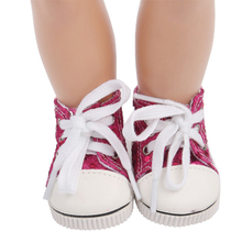 Sapatos de boneca menina 18 polegadas, tenis de lona brilhantes, sapato americano para recém-nascidos, brinquedos para bebês, adequados 43 cm, bonecas de bebê s46 2024 - compre barato