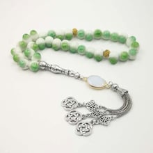 Керамические шарики с опаловым покрытием Tasbih, аксессуары с кисточками зеленого цвета, 33, 66, 99, подарки для Рамадана, 2019 2024 - купить недорого