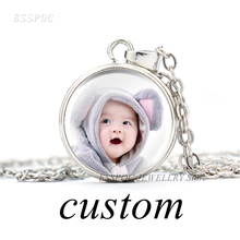 Personalized Custom Photo Button Necklace DIY Logo Pendant Glass Cabochon Jewelry Making Baby Lover Birthday Women Gifts 2024 - buy cheap