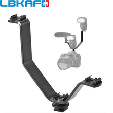 LBKAFA Triple Hot Shoe V Type Mount Flash Bracket Holder for Video Light Speedlite Microphone Monitor on SLR Camera Camcorder 2024 - buy cheap