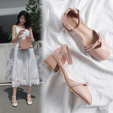 Ankle Strap Mary Jeans Sandals Woman Belt Bowtie Beach Sandals Square Toe Ladies Flip Flops Women Low Heels Wedges Slippers Shoe 2024 - buy cheap