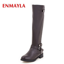 ENMAYLA  2020 New fashion women zip knee-high buckle boots lady square heel solid fashion boots ZYL528 2024 - buy cheap