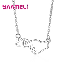 Trendy Romantic Design Hand Heart Pendant Necklace 925 Sterling Silver Love Give you Gesture Jewelry Accessory Big Sale 2024 - buy cheap