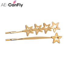 AE-CANFLY New Trendy Metal Love Heart Five-pointed Star Hair Clip Accessories For Women Korean Design Girls Hairpins Gift 2024 - buy cheap