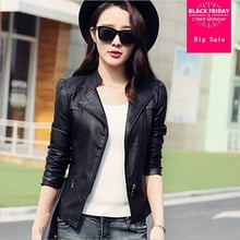 Zipper stitching lapel PU jacket 2020 autumn new female motorcycle PU leather jacket short paragraph Slim pu jacket w1006 2024 - buy cheap