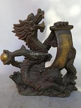 13'' bronze copper carved folk shop fengshui decor chinese dragon statue 2024 - buy cheap