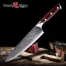 Grandsharp-cuchillo de Damasco para Chef, utensilio de cocina de 7,5 pulgadas, VG10, cuchillos japoneses de Damasco, cuchillo de Chef de tallado de alto carbono con caja de regalo 2024 - compra barato