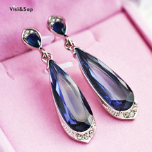 Visisap Retro Blue Acrylic Hyperbole Long Earrings for Women Anniversary Birthday Nightclub Gift Earring Jewelry Supplier CSE075 2024 - buy cheap