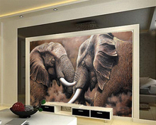 Beibehand-papel de parede personalizado, hd, elefante africano, pintura a óleo, fundo, animais, decoração, fundo 3d 2024 - compre barato