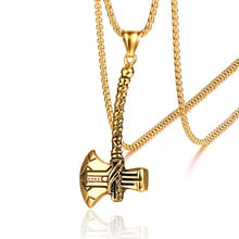 Punk 316L Stainless Steel Vintage Axe Pendants Necklaces for Men Jewerly Gold Silver Color With 60cm Box Link chain 2024 - buy cheap