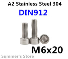 50pcs/lot DIN912 M6 Stainless Steel screw Hex Socket Head Cap Screw M6*20mm screw bolt 2024 - buy cheap