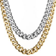 Fashion Cuban Link Chain Men Gold Color Stainless Steel Long/Choker Chain Necklace Hip Hop Jewelry 16 inch-40 inch Select 2024 - buy cheap