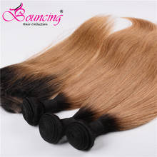 Bouncing Human Hair Brazilian Remy Hair Straight Ombre 1B/27 3 Bundles With Lace Closure Human Hair Extension For Women 2024 - buy cheap