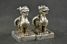 A Pair of China Collectible Decorate Handwork Old Miao Silver Kylin Statues 2024 - buy cheap