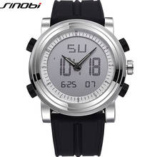 New SINOBI brand Sports Chronograph Men's Wrist Watches Digital Quartz double Movement Waterproof Diving Watchband Males Clock 2024 - buy cheap