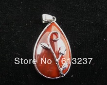 HOT!hot free Shipping new Fashion diy 5pcs red carnelian onyx stone agat teardrop pendant 36x27mm accessories findings MY4690 2024 - buy cheap