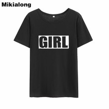 Mikialong camiseta feminina engraçada, camiseta de manga curta gola redonda, estampa de algodão para meninas, dropshipping, 2019 2024 - compre barato