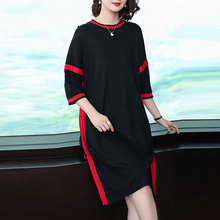 Women's Clothing 2018 New Autumn Winter Fashion Loose Knitting Slited Dress Half Sleeves O-neck Dresses Female 2024 - buy cheap