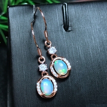 Uloveido Natural Fire Opal Drop Earrings for Women, 925 Sterling Silver Wedding Jewelry, 5*7mm with Velvet Box Certificate FR160 2024 - buy cheap
