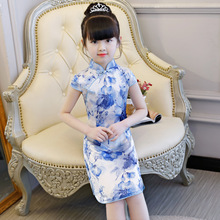 Vestido qipao chinês infantil 6 7 8 anos, vestido de princesa para festa de aniversário 2024 - compre barato