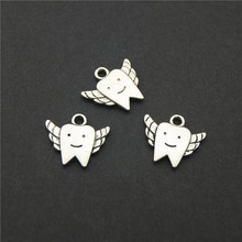 10pcs  Silver Color Charms Pendant Zinc Alloy Tooth Fly Charm DIY Jewelry Findings Accessories  A2217 2024 - buy cheap