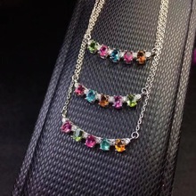 Natural tourmaline necklace, 925 sterling silver, colorful colors, beautiful candy colors, sweet style. 2024 - buy cheap