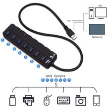 Adaptador de cable USB 3,0 Hub de 7 puertos con interruptor independiente/indicador LED para MAC Windows XP/Vista/7/8 2024 - compra barato