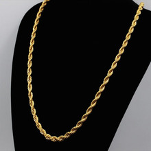 Kpop Vintage Long Necklace Mens Gold Chain 60CM Gold Color Stainless Steel Chain Men Jewelry Colares 2024 - buy cheap