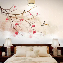 Papel tapiz personalizado, nuevo paisaje chino, árboles, flores y pájaros, decoración de pared de fondo, material impermeable de alta calidad 2024 - compra barato