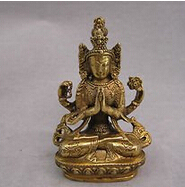 Estátua de buda, kwanyin, de bronze do tibete, quatro braços, estatueta, bodisatva, chenrizigue, envio rápido 2024 - compre barato