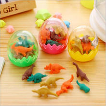 Hot 1 Box Kawaii Dinosaur Egg Animal Pencil Eraser Office And School Students Stationery 2024 - buy cheap